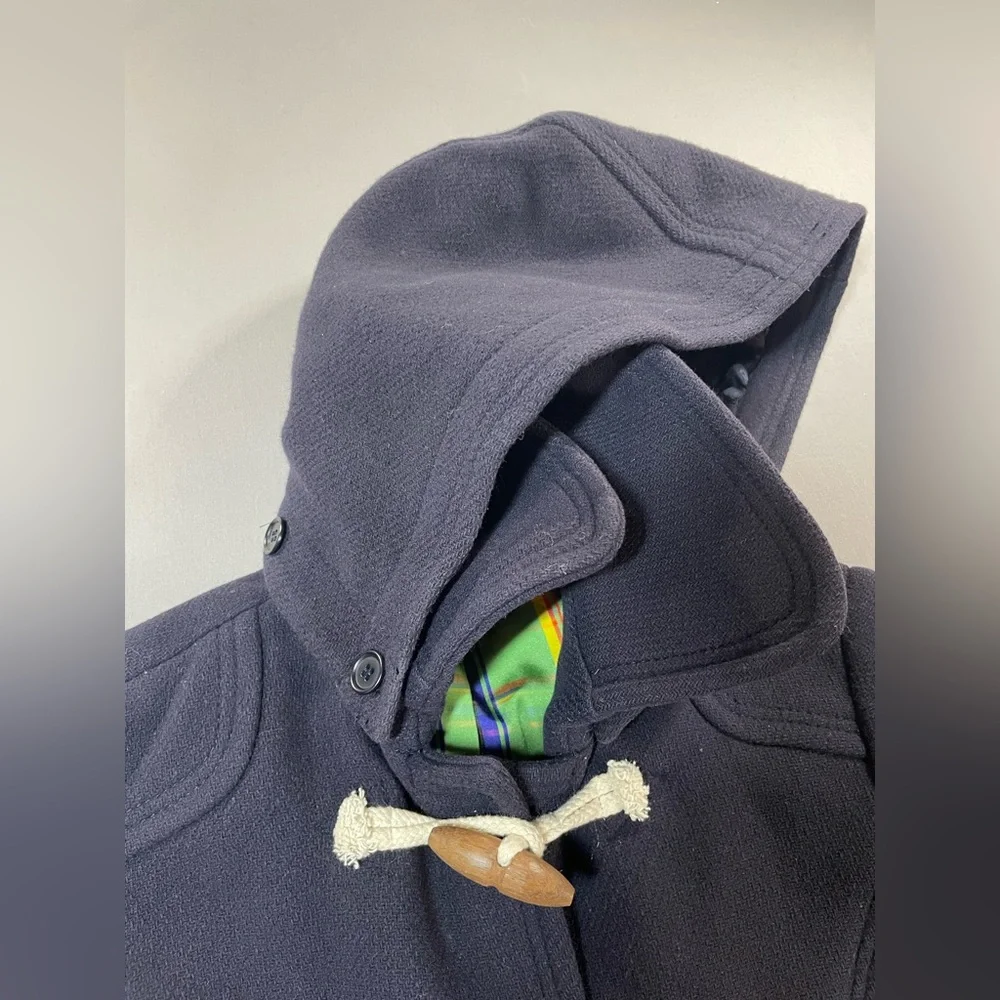 J Crew Duffle Coat, Removable Hood, Wood Toggles, Wool-Blend, Navy - Womens 4 - Picture 7 of 16